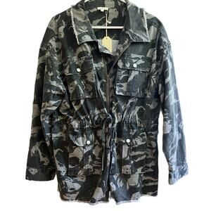 JODIFL Brand Gray Camo Plus Size Jacket -L